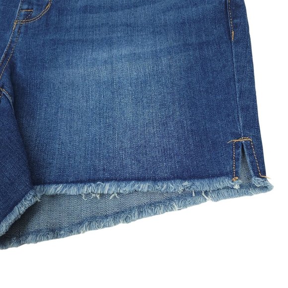 Seven7 Weekend Shorts Women Dark Wash Denim Jean Fray Hem 5" Inseam Stretch Sz 4 - Picture 7 of 10